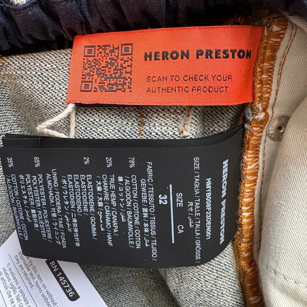 HERON PRESTON Elastic Band Jeans Ex-Ray Washed Indigo Size 32 - Picture 11 of 13